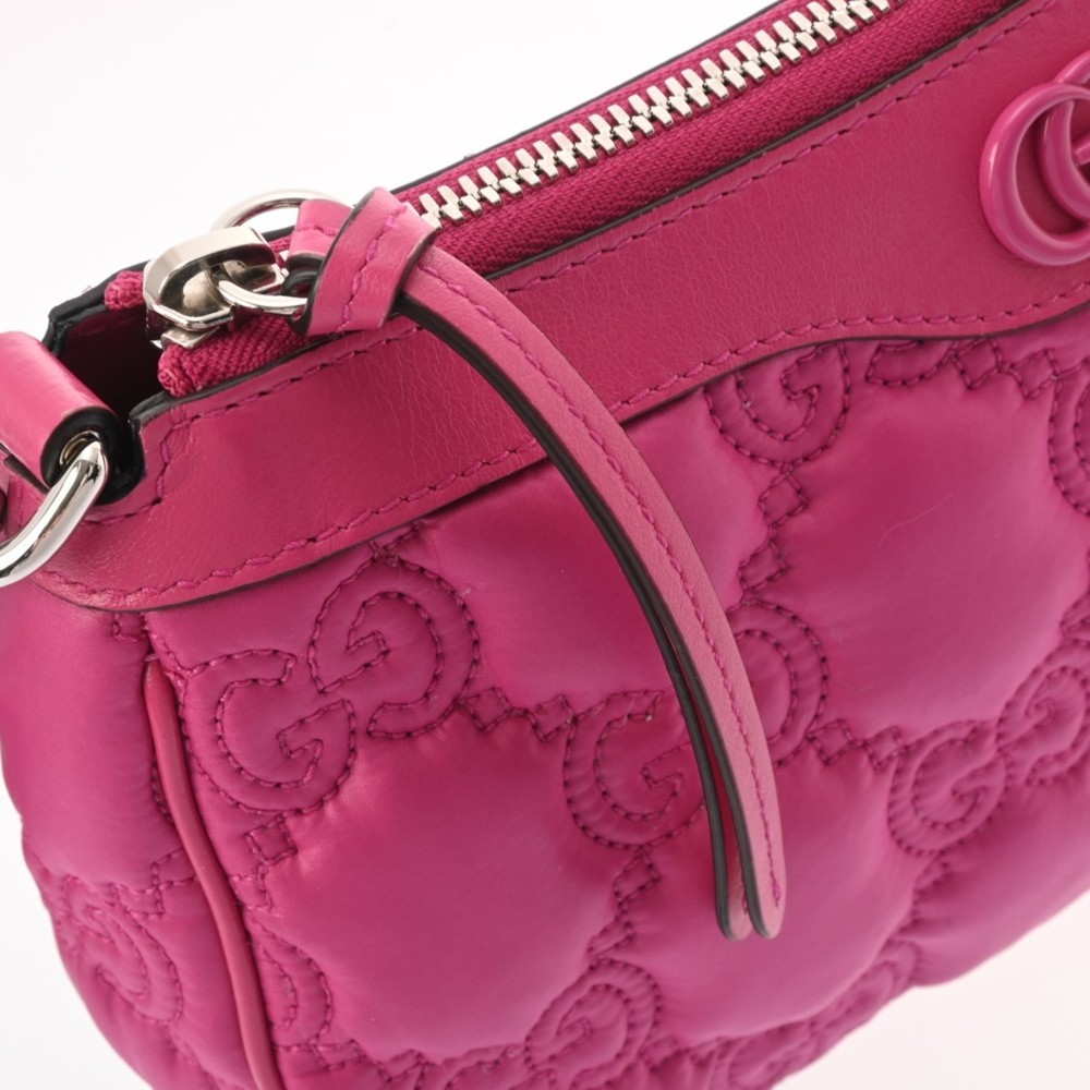 GUCCI GG Matelasse Pink Nylon/Leather Shoulder Bag - Picture 11 of 13